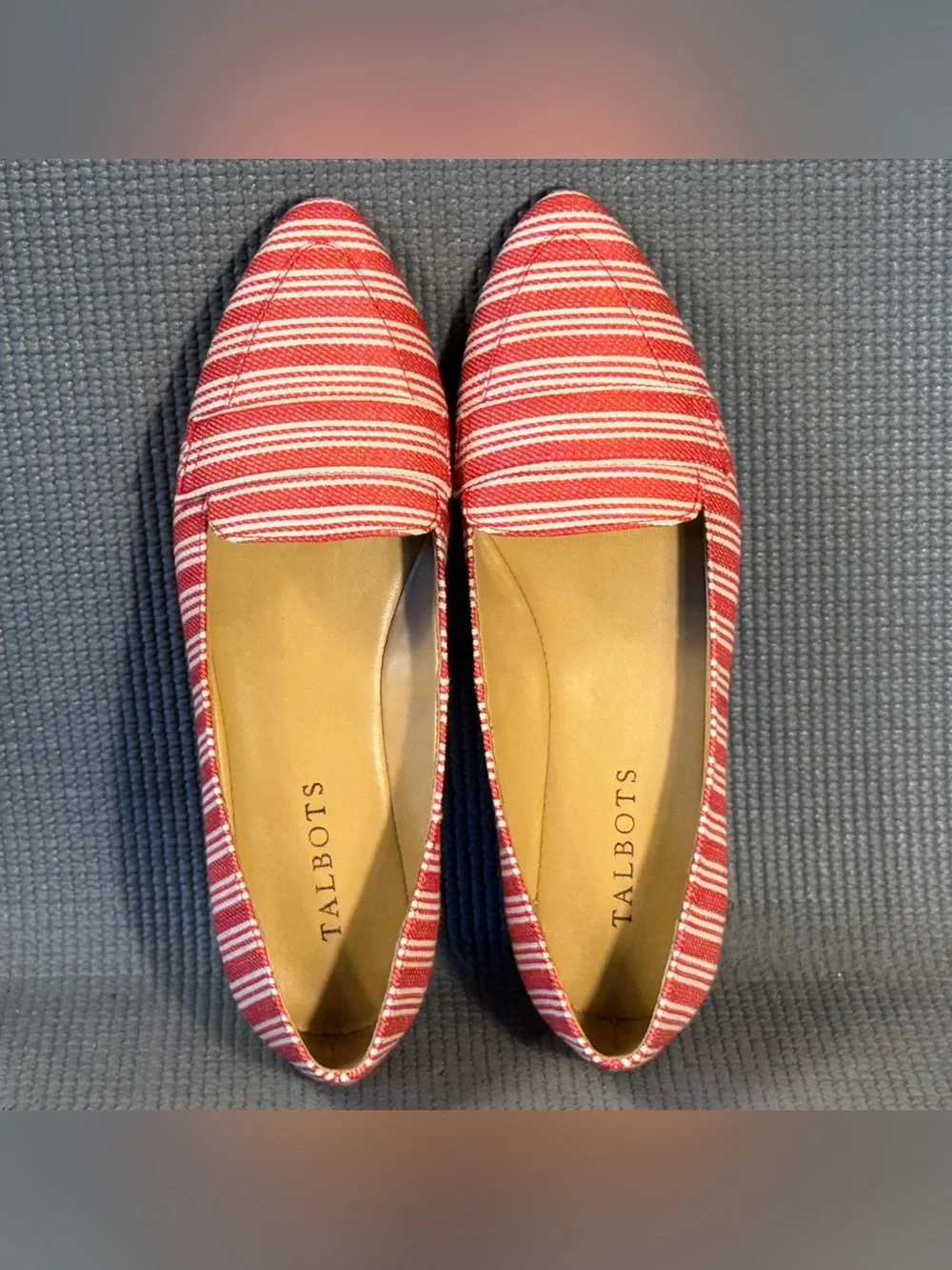 Talbots Francesca Driving Moccasins Red/White Stripe Shoes Women's Size 6.5